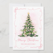 Cartes Pour Fêtes Annuelles Coquette rose Bow Noël Arbre Joyeux Noël (Devant)