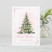 Cartes Pour Fêtes Annuelles Coquette rose Bow Noël Arbre Joyeux Noël (Debout devant)