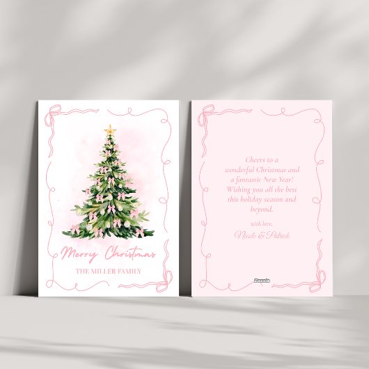 Cartes Pour Fêtes Annuelles Coquette rose Bow Noël Arbre Joyeux Noël