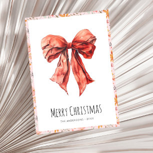 Cartes Pour Fêtes Annuelles Coquette rouge Bow minimaliste Noël