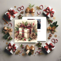 Coquette Rustique Noël Plaid Bow Holly Pinecone