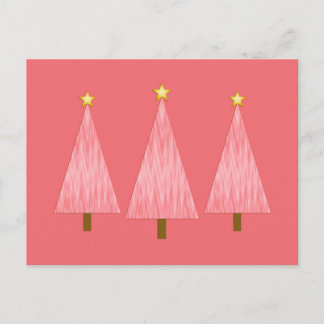 Cartes Pour Fêtes Annuelles Coral rose Ombre Rétro Arbres de Noël modernes