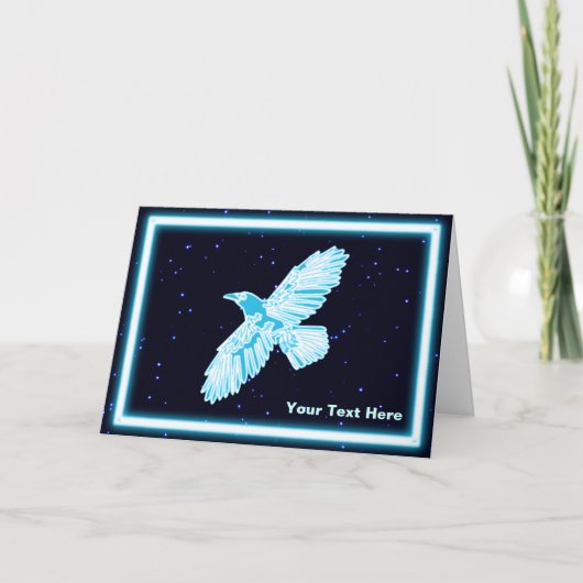Cartes Pour Fêtes Annuelles Corbeau bleu brillant sur les étoiles (Devant)