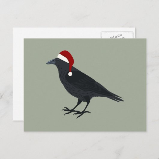 Cartes Pour Fêtes Annuelles Corbeau de Noël (Devant / Derrière)