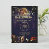 Cartes Pour Fêtes Annuelles Corbeau gothique éffrayant En Pleine lune Hallowee (Debout devant)