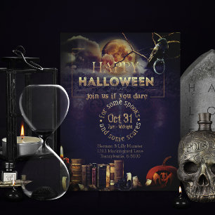 Cartes Pour Fêtes Annuelles Corbeau gothique éffrayant En Pleine lune Hallowee