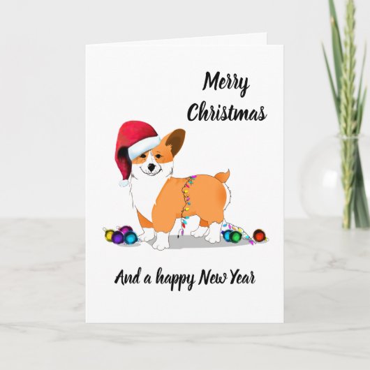 Cartes Pour Fêtes Annuelles Corgi Chien de Noël mignon (Devant)
