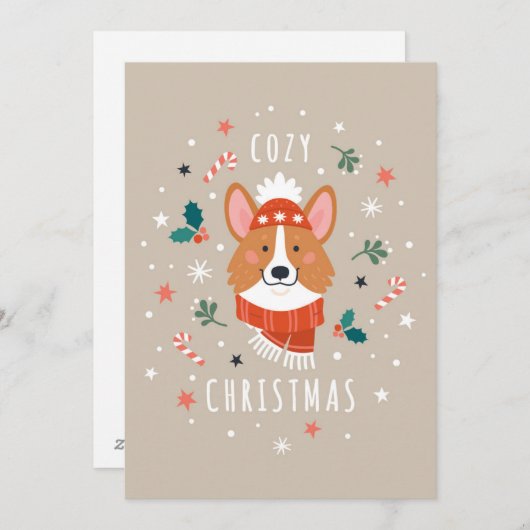 Cartes Pour Fêtes Annuelles Corgi Cozy - Chaleur de Noël (Devant / Derrière)