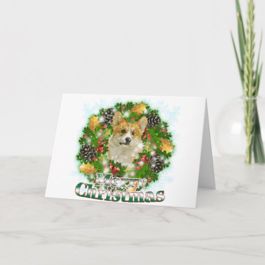Cartes Pour Fêtes Annuelles Corgi de Joyeux Noël (Devant)