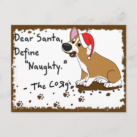 Cartes Pour Fêtes Annuelles Corgi de Noël boueux (Devant)