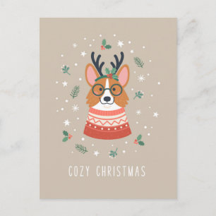 Cartes Pour Fêtes Annuelles Corgi de Noël Cozy