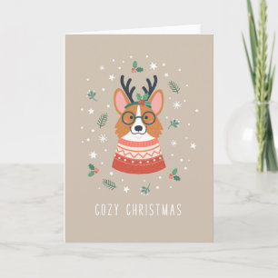 Cartes Pour Fêtes Annuelles Corgi de Noël Cozy