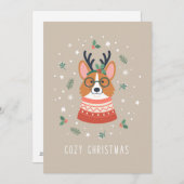 Cartes Pour Fêtes Annuelles Corgi de Noël Cozy (Devant / Derrière)