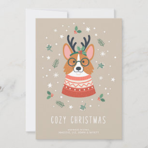 Cartes Pour Fêtes Annuelles Corgi de Noël Cozy