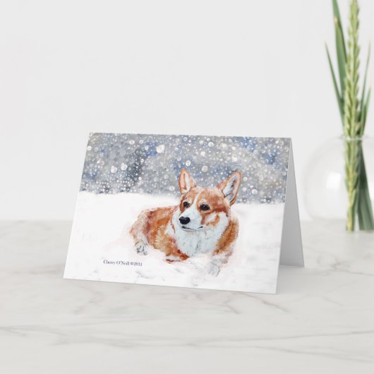 Cartes Pour Fêtes Annuelles Corgi d'hiver (Devant)