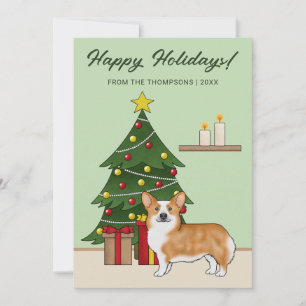 Cartes Pour Fêtes Annuelles Corgi Pembroke Gallois Rouge et Sapin de Noël