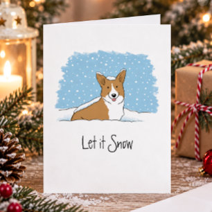Cartes Pour Fêtes Annuelles Corgi Qu'il neige Chien mignon Noël blanc personna