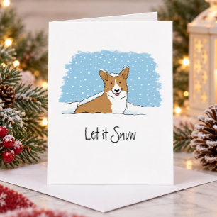 Cartes Pour Fêtes Annuelles Corgi Qu'il neige Noël blanc personnalisé Chien mi