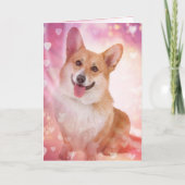 Cartes Pour Fêtes Annuelles Corgi souriant avec Coeurs Valentine (Devant)