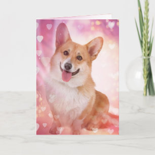 Cartes Pour Fêtes Annuelles Corgi souriant avec Coeurs Valentine