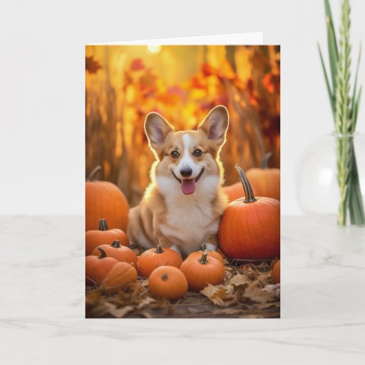 Cartes Pour Fêtes Annuelles Corgi Thanksgiving (Devant)