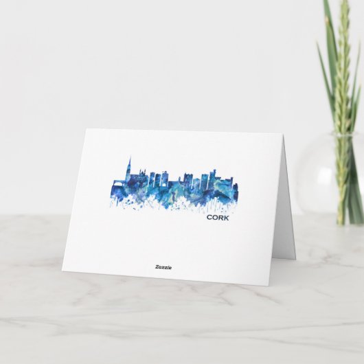 Cartes Pour Fêtes Annuelles Cork Irlande Skyline Blue (Dos)