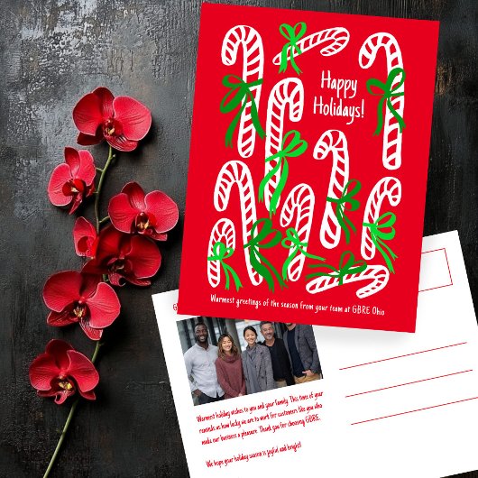 Cartes Pour Fêtes Annuelles Corporate Candycanes CUSTOM PHOTO Christmas