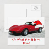 Cartes Pour Fêtes Annuelles Corvette rouge de Noël 1979 (Devant / Derrière)
