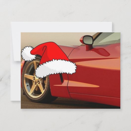 Cartes Pour Fêtes Annuelles Corvette rouge Noël (Devant)
