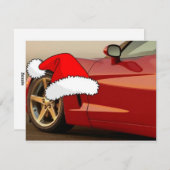 Cartes Pour Fêtes Annuelles Corvette rouge Noël (Devant / Derrière)