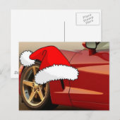 Cartes Pour Fêtes Annuelles Corvette rouge Noël (Devant / Derrière)