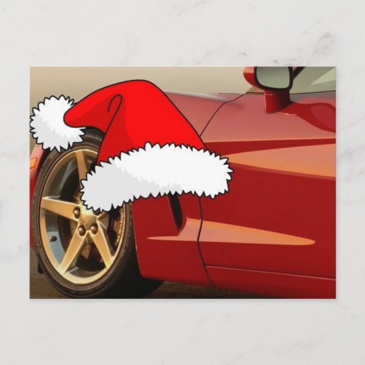 Cartes Pour Fêtes Annuelles Corvette rouge Noël (Devant)