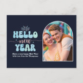 Cartes Pour Fêtes Annuelles Cosmic Ice New Year Retro Modern Blue Photo (Devant)