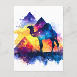 Cartes Pour Fêtes Annuelles Cosmic Starry Nuit Camel égyptien Paysage