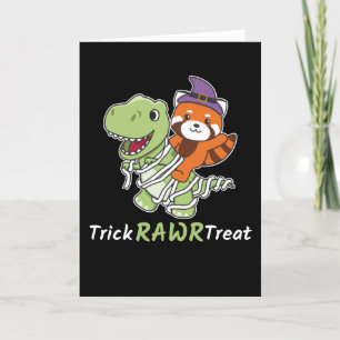 Cartes Pour Fêtes Annuelles Costume de Panda Rouge Trick Rawr Treat T-rex Momi
