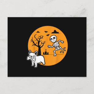 Cartes Pour Fêtes Annuelles Costume d'Halloween squelette de chien Bouledogue