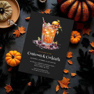 Cartes Pour Fêtes Annuelles Costumes et cocktails Verre crâne Soirée Halloween