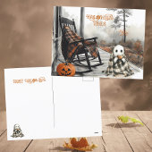 Cartes Pour Fêtes Annuelles Cosy Blanc Fantôme Rustique Porche Automne Vibes H