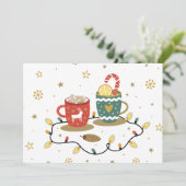 Cartes Pour Fêtes Annuelles Cosy café de Noël Or Cosy (Debout devant)