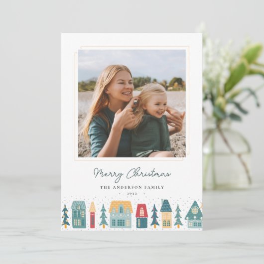 Cartes Pour Fêtes Annuelles Cosy Christmas Village Photo (Debout devant)