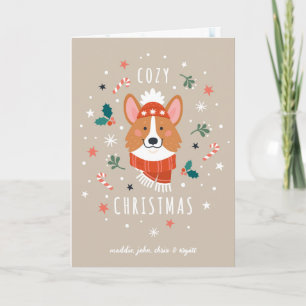Cartes Pour Fêtes Annuelles Cosy Corgi - Noël chaud