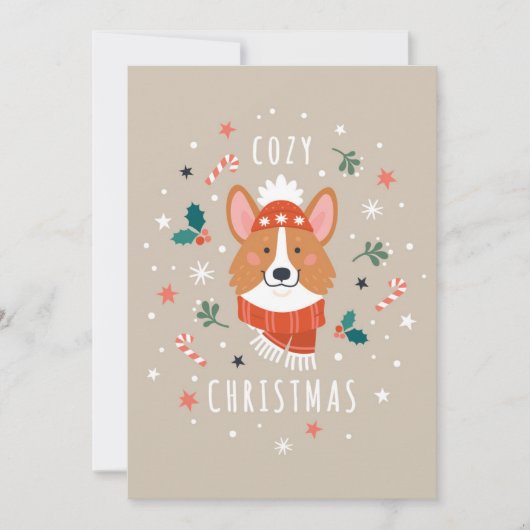 Cartes Pour Fêtes Annuelles Cosy Corgi - Noël chaud (Devant)