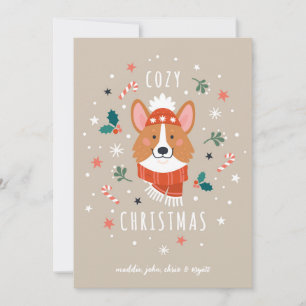 Cartes Pour Fêtes Annuelles Cosy Corgi - Noël chaud