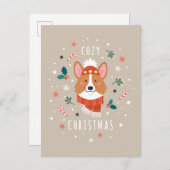 Cartes Pour Fêtes Annuelles Cosy Corgi - Noël chaud (Devant / Derrière)