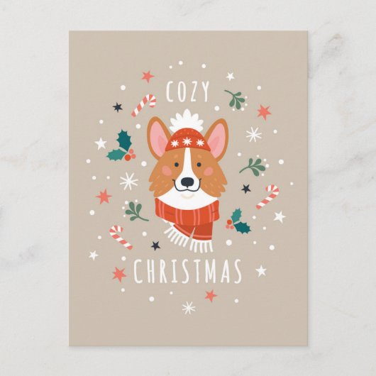 Cartes Pour Fêtes Annuelles Cosy Corgi - Noël chaud (Devant)