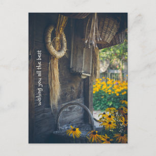 Cartes Pour Fêtes Annuelles Cosy gîte de campagne aux fleurs jaunes