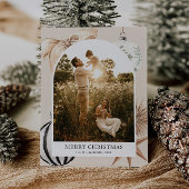 Cartes Pour Fêtes Annuelles Cosy Scandi Boho Arch Famille Photo Noël