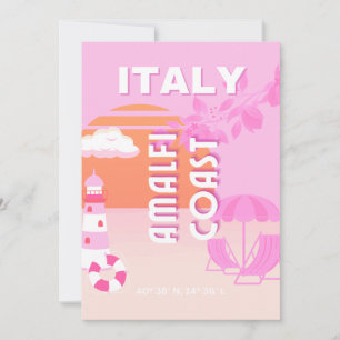 Cartes Pour Fêtes Annuelles Côte d'Amalfi, Art de Voyage, Voyage à Preppy, Ros