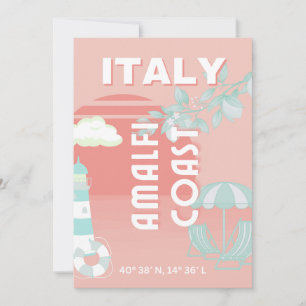 Cartes Pour Fêtes Annuelles Côte d'Amalfi, Art Voyage, Pastel
