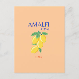Cartes Pour Fêtes Annuelles Côte d'Amalfi, Italie, Art Voyage, Pastel, Orange